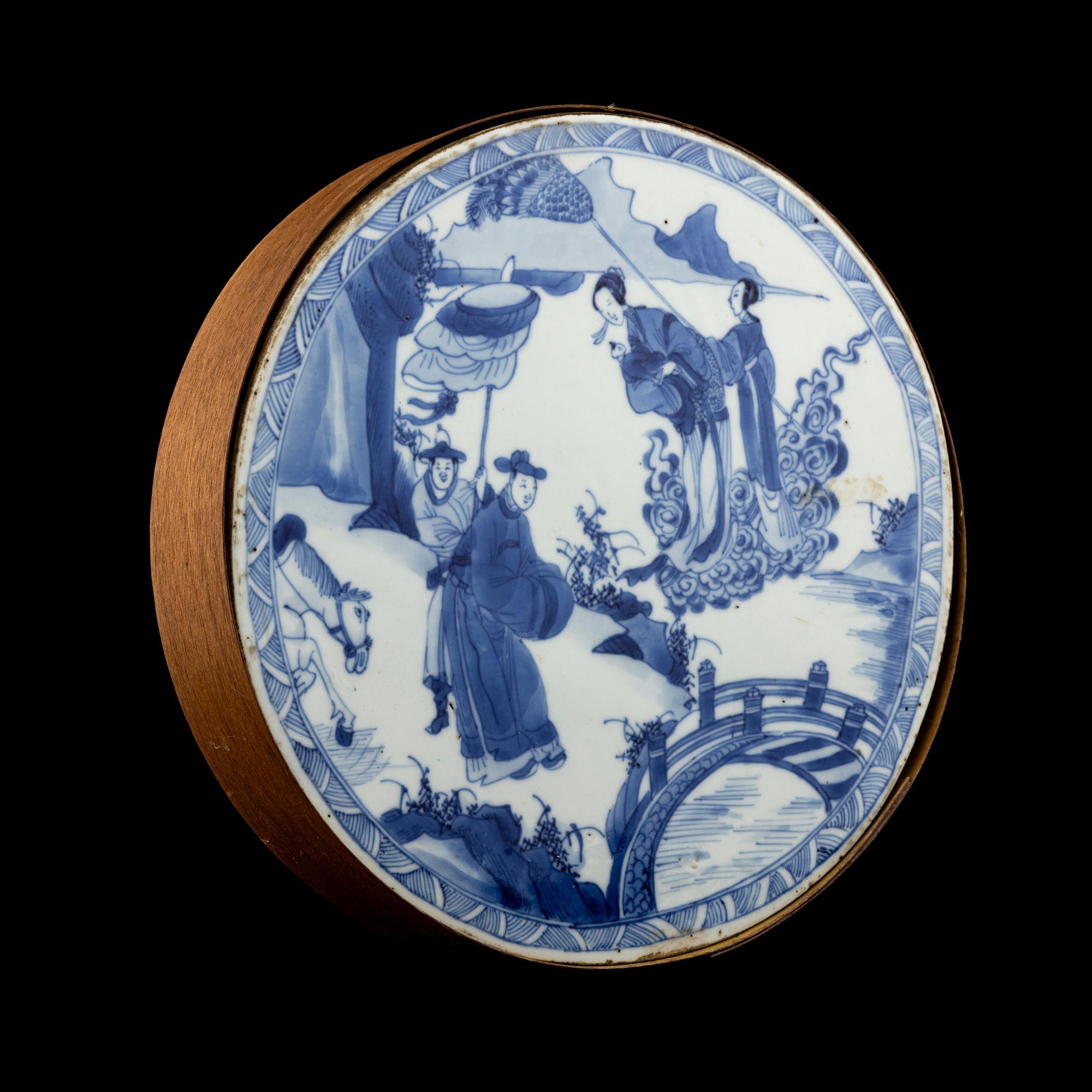A Chinese Blue and White Porcelain Circular Plaque