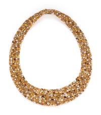OSCAR HEYMAN, DIAMOND AND COLORED DIAMOND BIB NECKLACE