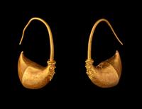 A Pair of Greek Gold Boat-Shaped Earrings
