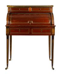 A Louis XVI Style Brass Mounted Mahogany Bureau a Cylindre — 19TH CENTURY