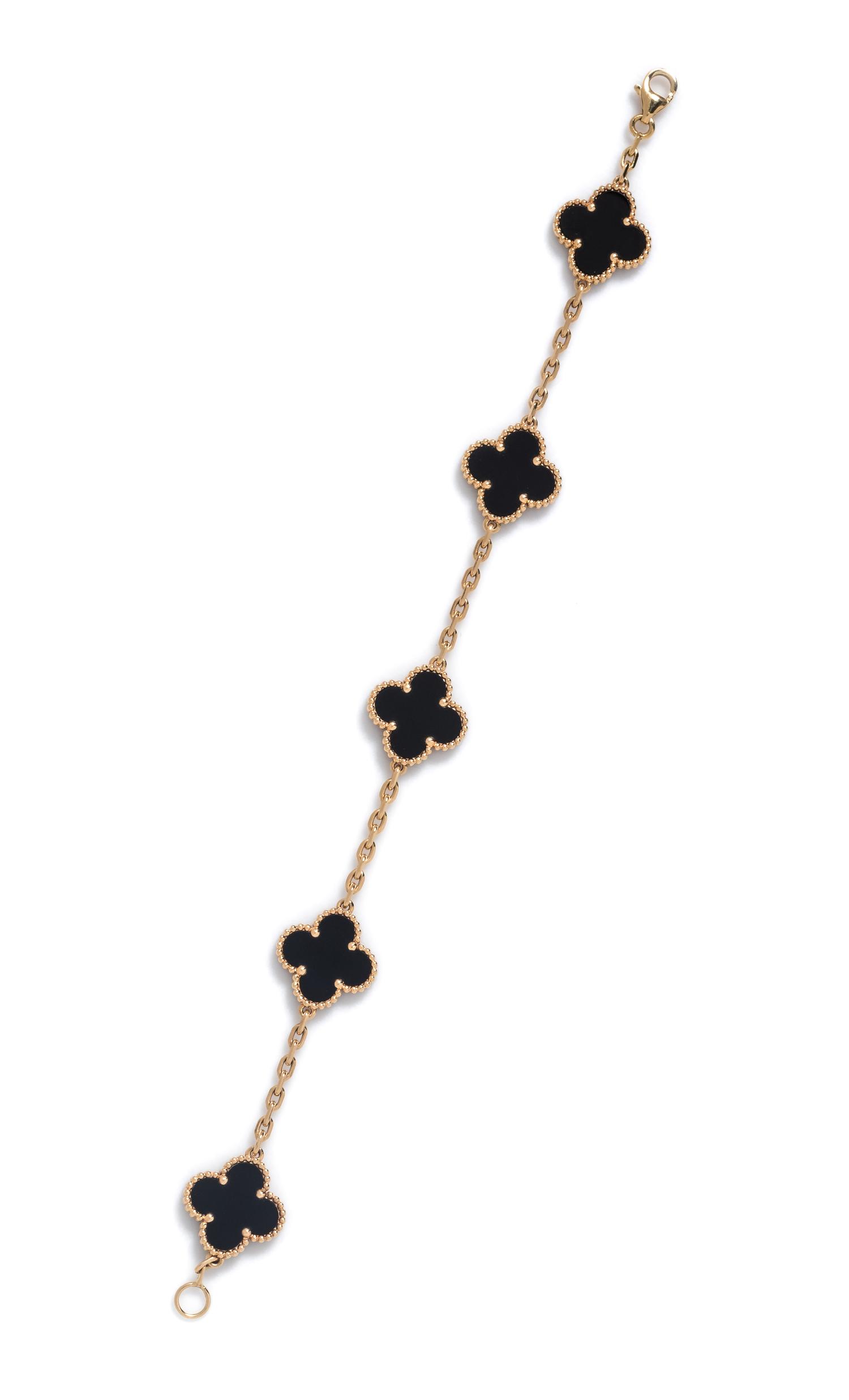 An 18 Karat Yellow Gold and Onyx 'Alhambra' Bracelet, Van Cleef & Arpels,