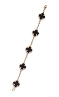 An 18 Karat Yellow Gold and Onyx 'Alhambra' Bracelet, Van Cleef & Arpels,