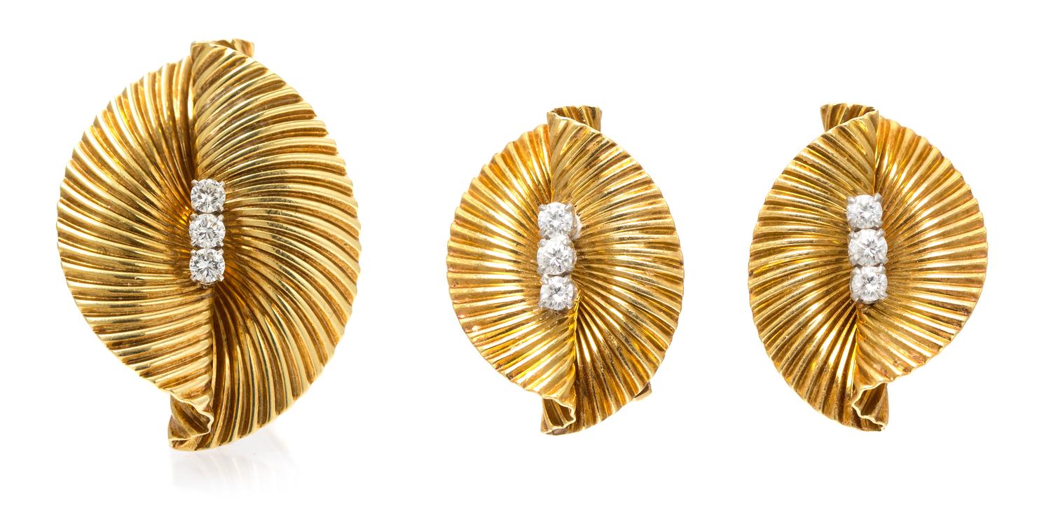 A Yellow Gold and Diamond Demi Parure, Tiffany & Co., 17.60 dwts.