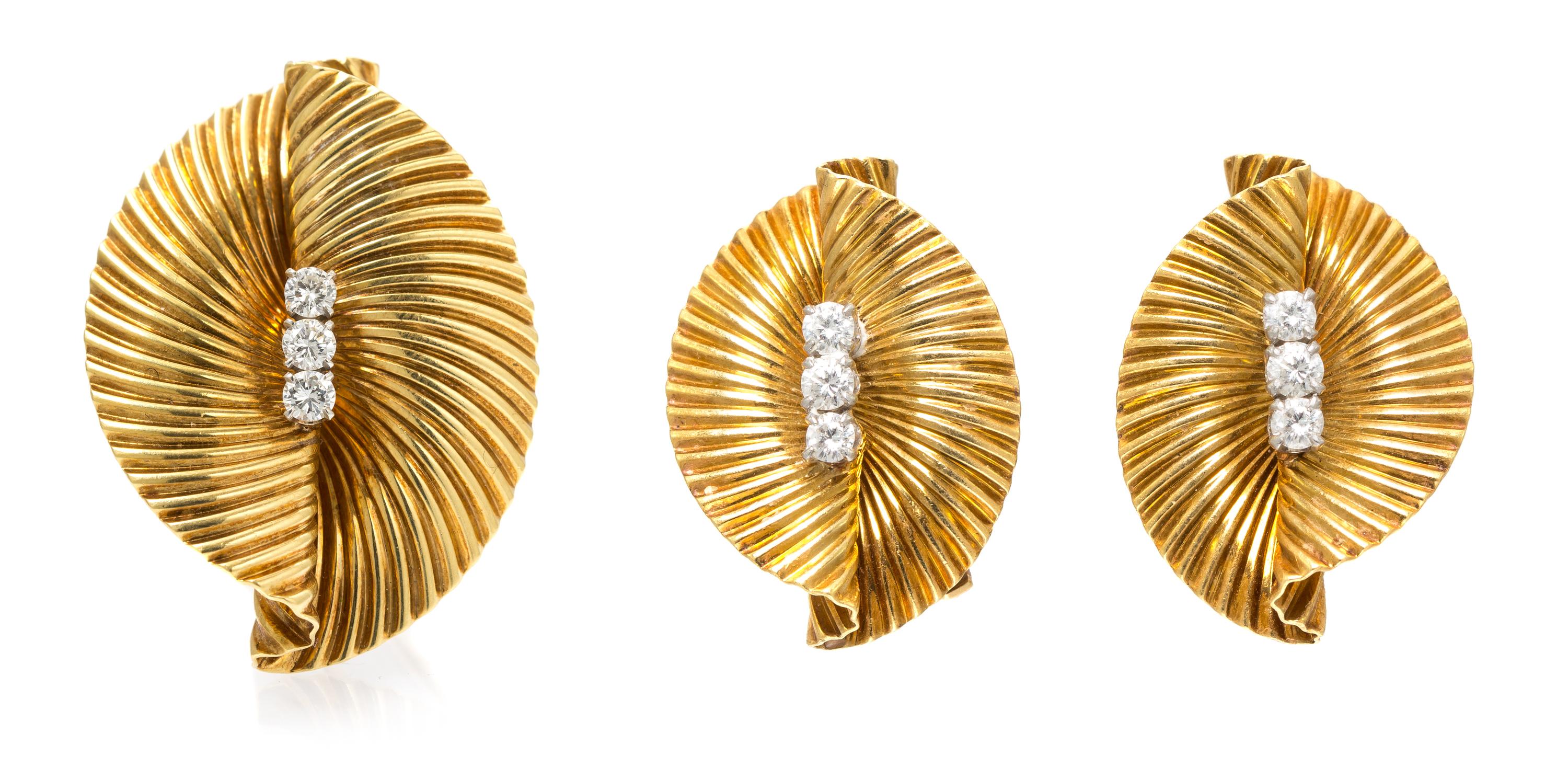 A Yellow Gold and Diamond Demi Parure, Tiffany & Co., 17.60 dwts.