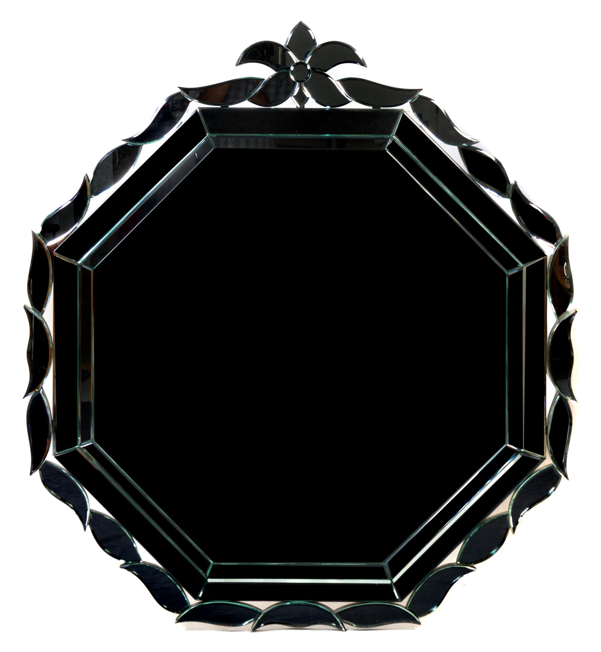 A Venetian Style Glass Mirror, Height 54 x width 49 inches.
