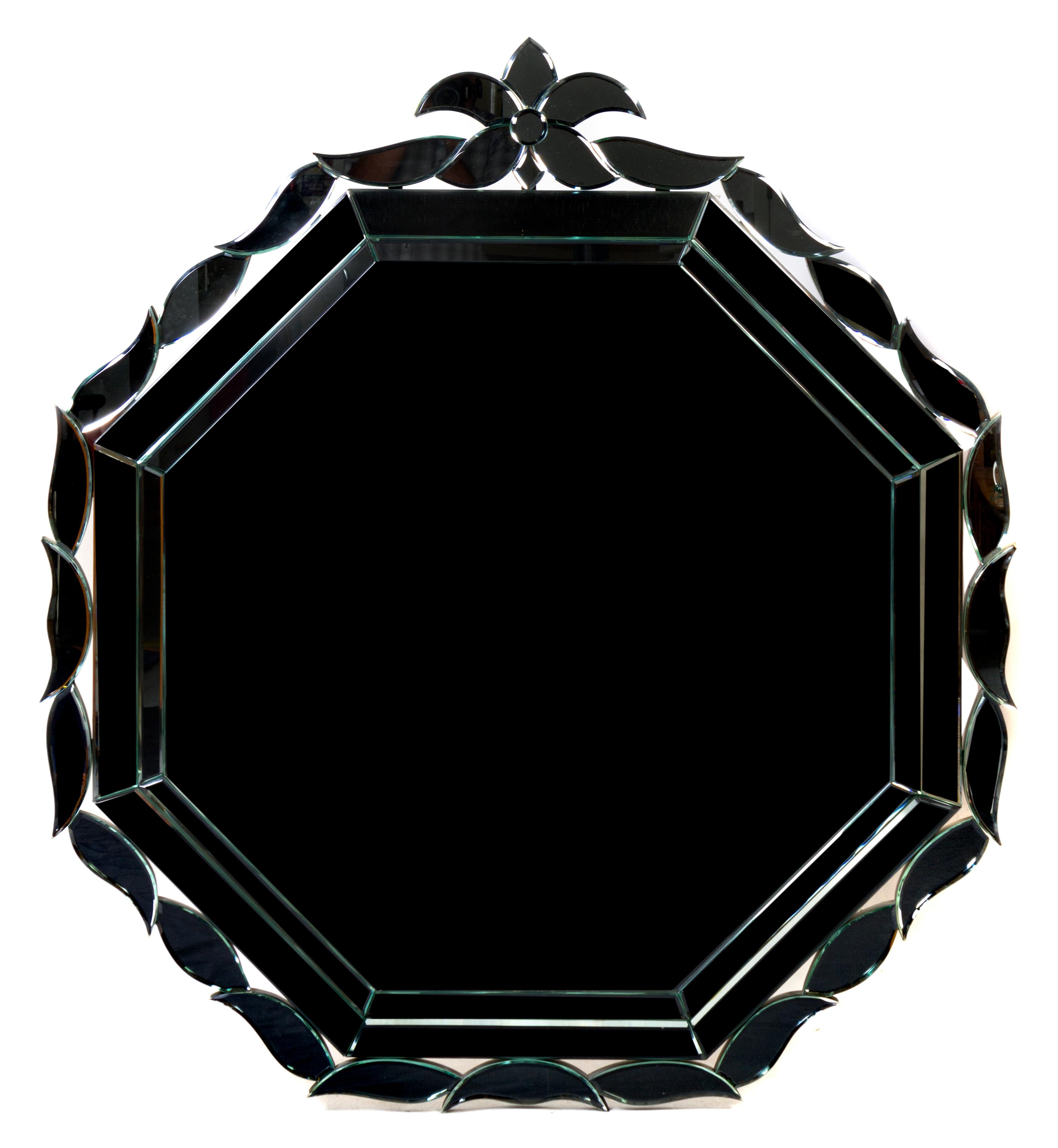 A Venetian Style Glass Mirror, Height 54 x width 49 inches.