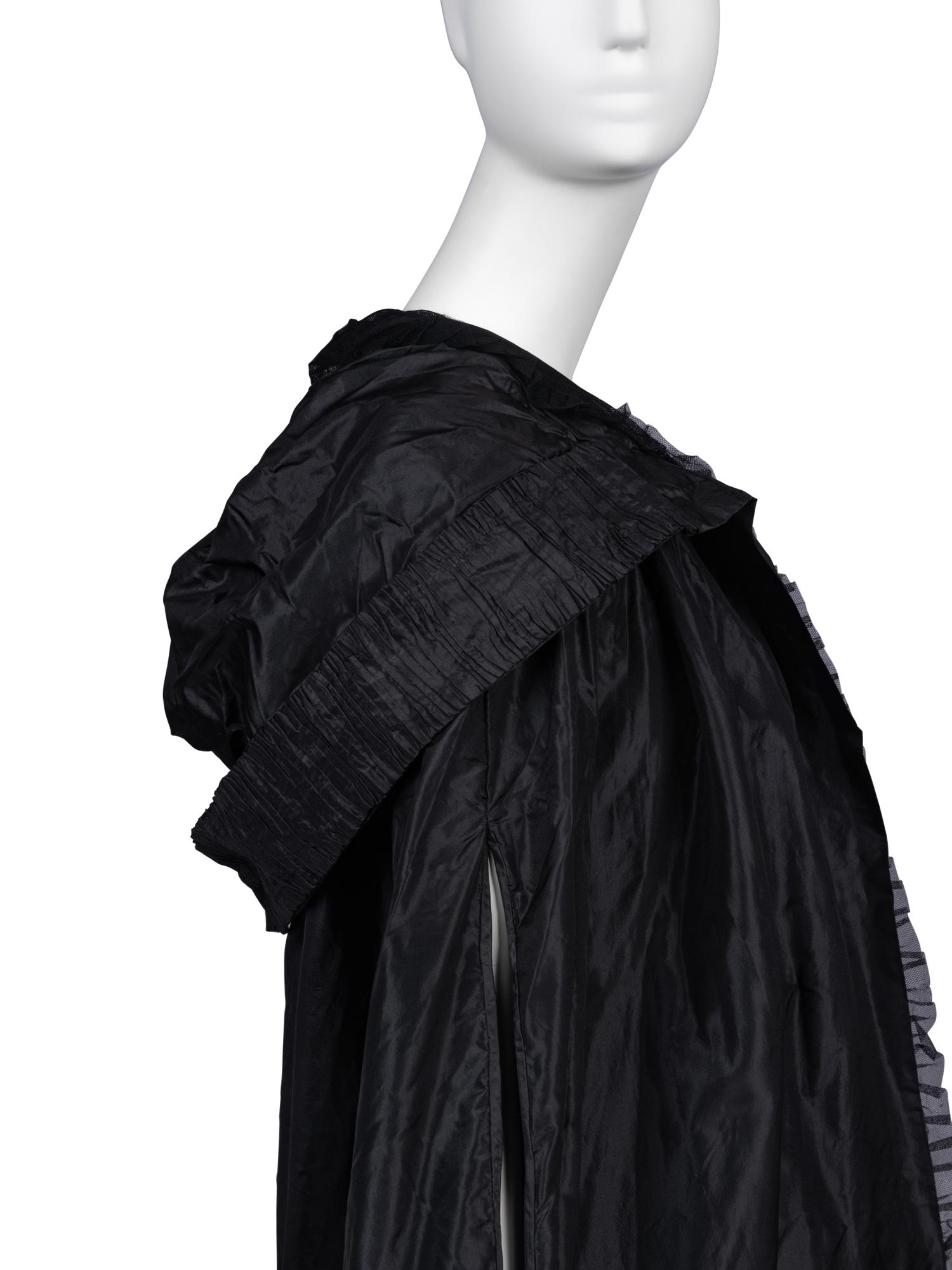 Callot Soeurs Black Silk Taffeta Cape, 1910-20s