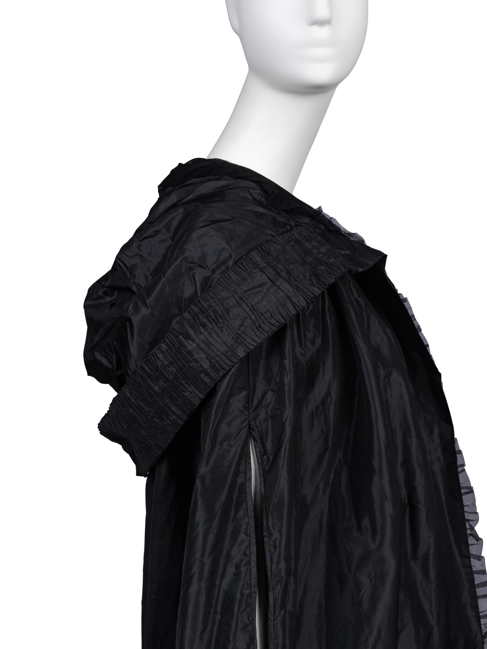 Callot Soeurs Black Silk Taffeta Cape, 1910-20s