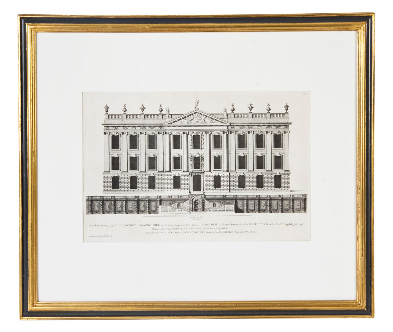 A Set of Six English Architectural Engravings, Height of plate 9 3/4 x width 14 3/4 inches.