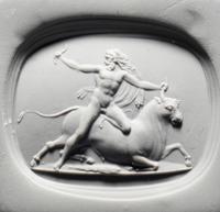 A Neoclassical Carnelian Intaglio with Hercules Battling Achelous