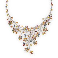 Multi Colored Sapphire, Diamond, and White Gold Necklace