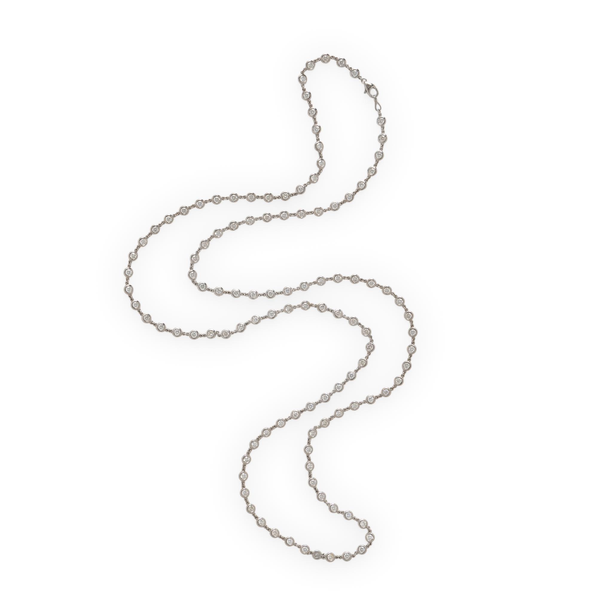 Diamond and White Gold Station Necklace
