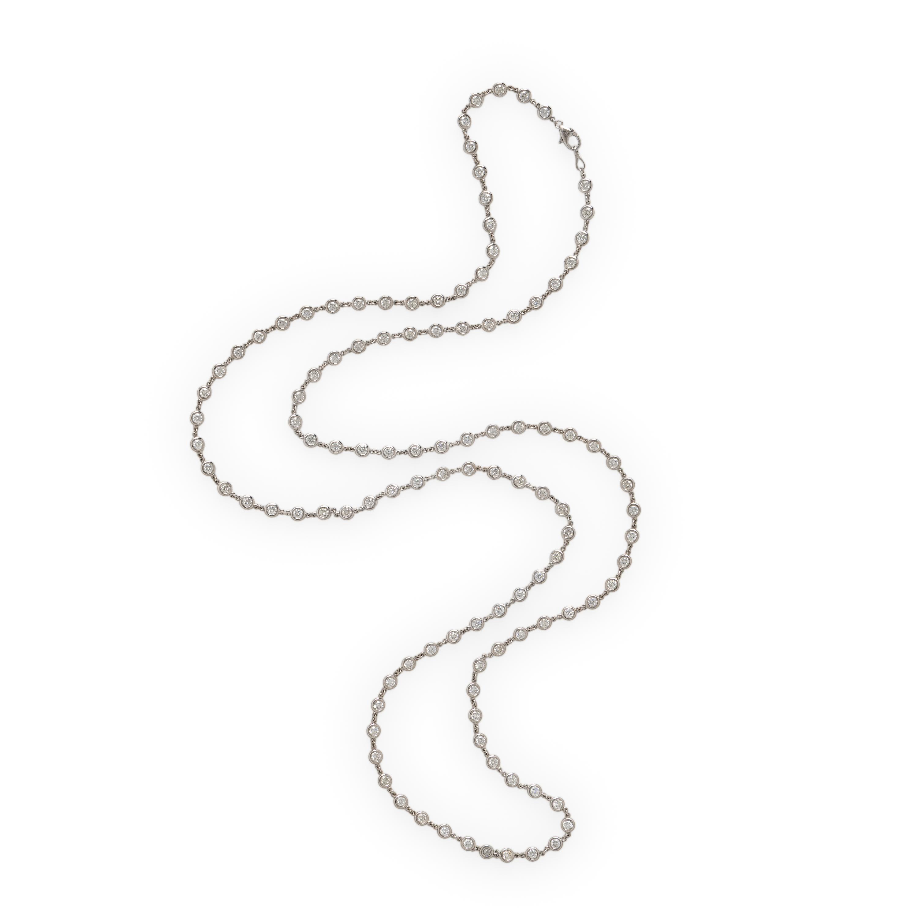 Diamond and White Gold Station Necklace