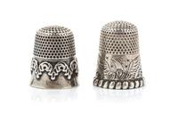 Two American Silver Thimbles, Ketcham & McDougall, New York, NY, Late 19th/Early 20th Century, comprising an example with a dimpled top
