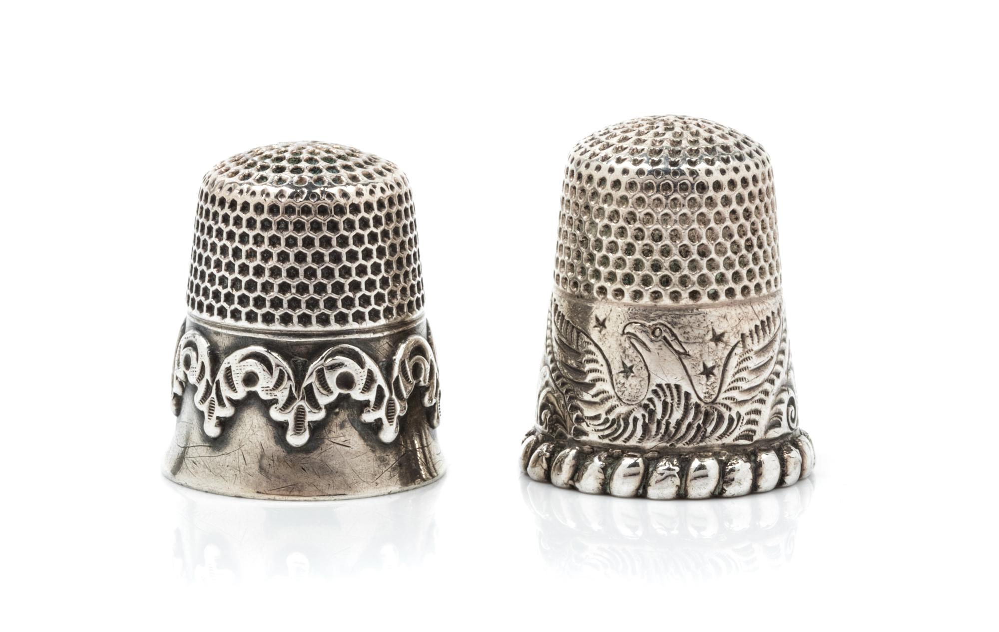 Two American Silver Thimbles, Ketcham & McDougall, New York, NY, Late 19th/Early 20th Century, comprising an example with a dimpled top