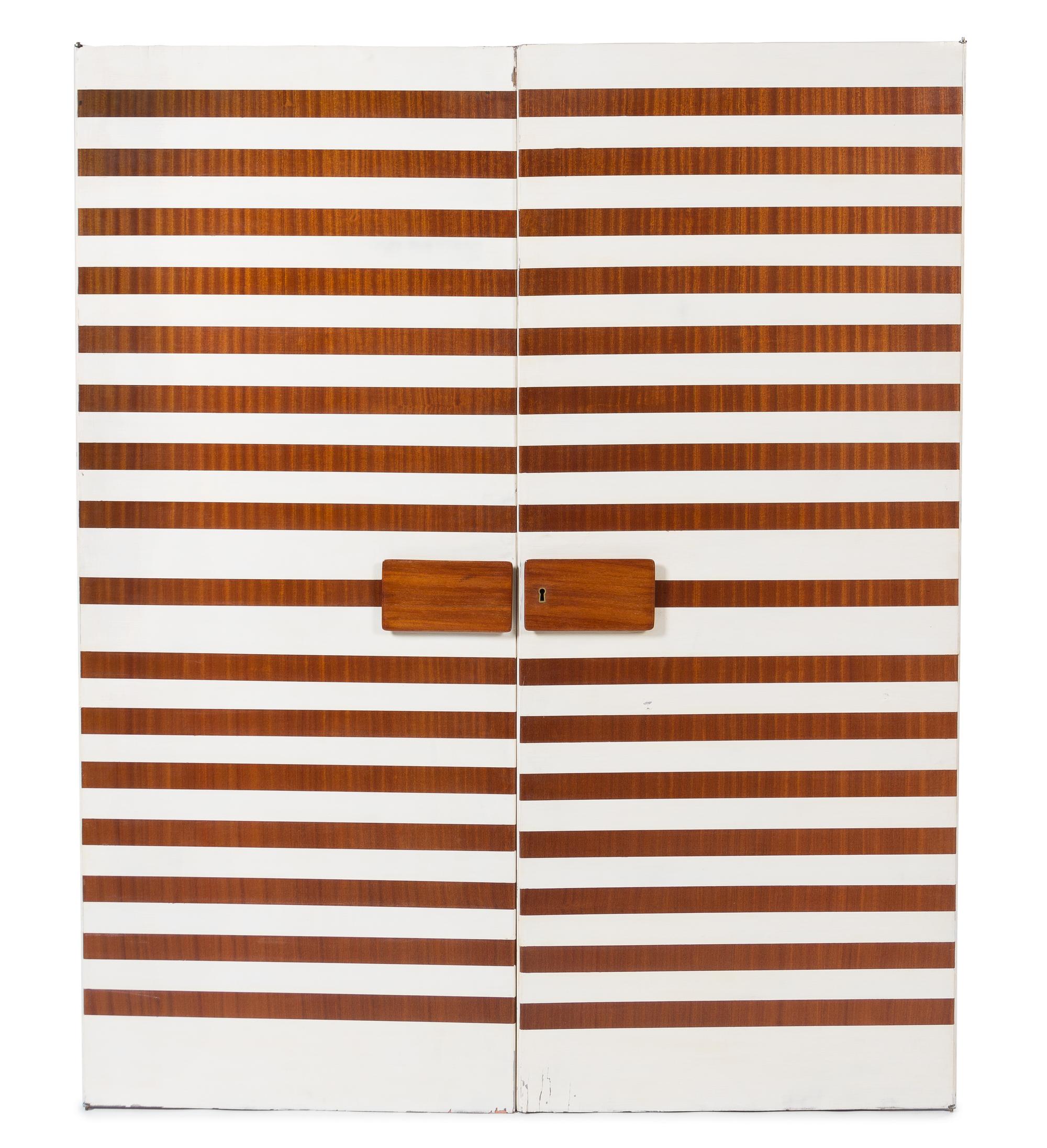 A Pair of Italian Lacquered Walnut and Ash Doors Height of each 58 x width 24 inches. — GIO PONTI AND CRISTINA LONGO