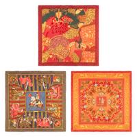 Hermès, Three Printed Silk Scarves