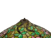 An American Leaded Glass and Cast Metal Table Lamp