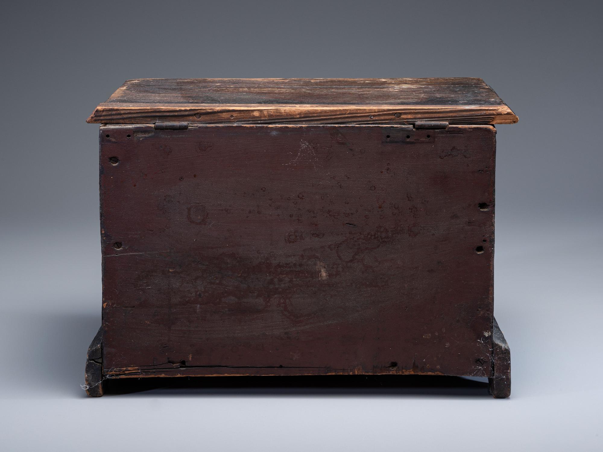 A Country Grayish Green Painted Pine Miniature Blanket Chest