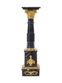 A Continental Gilt Bronze and Marble Pedestal