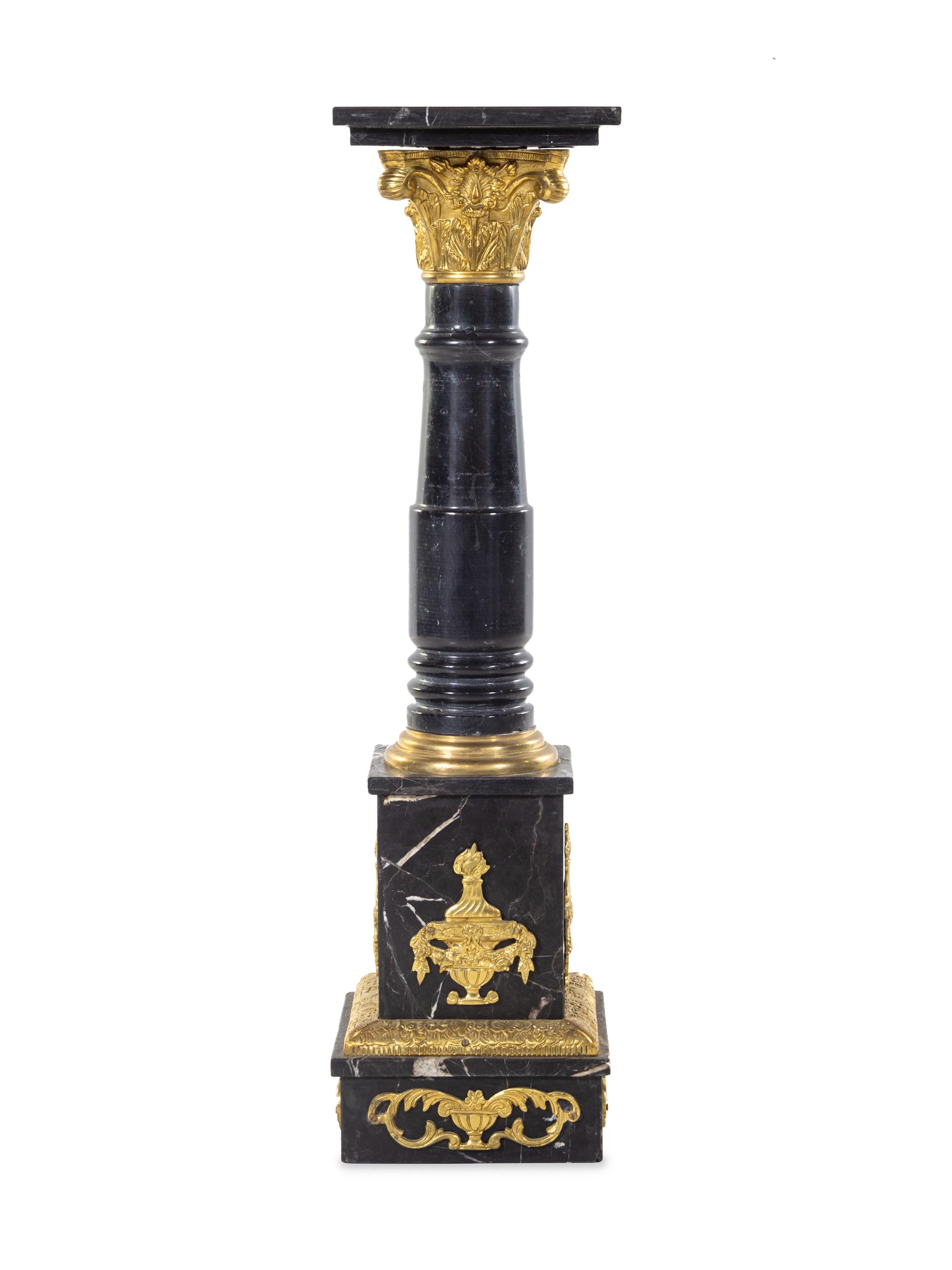 A Continental Gilt Bronze and Marble Pedestal