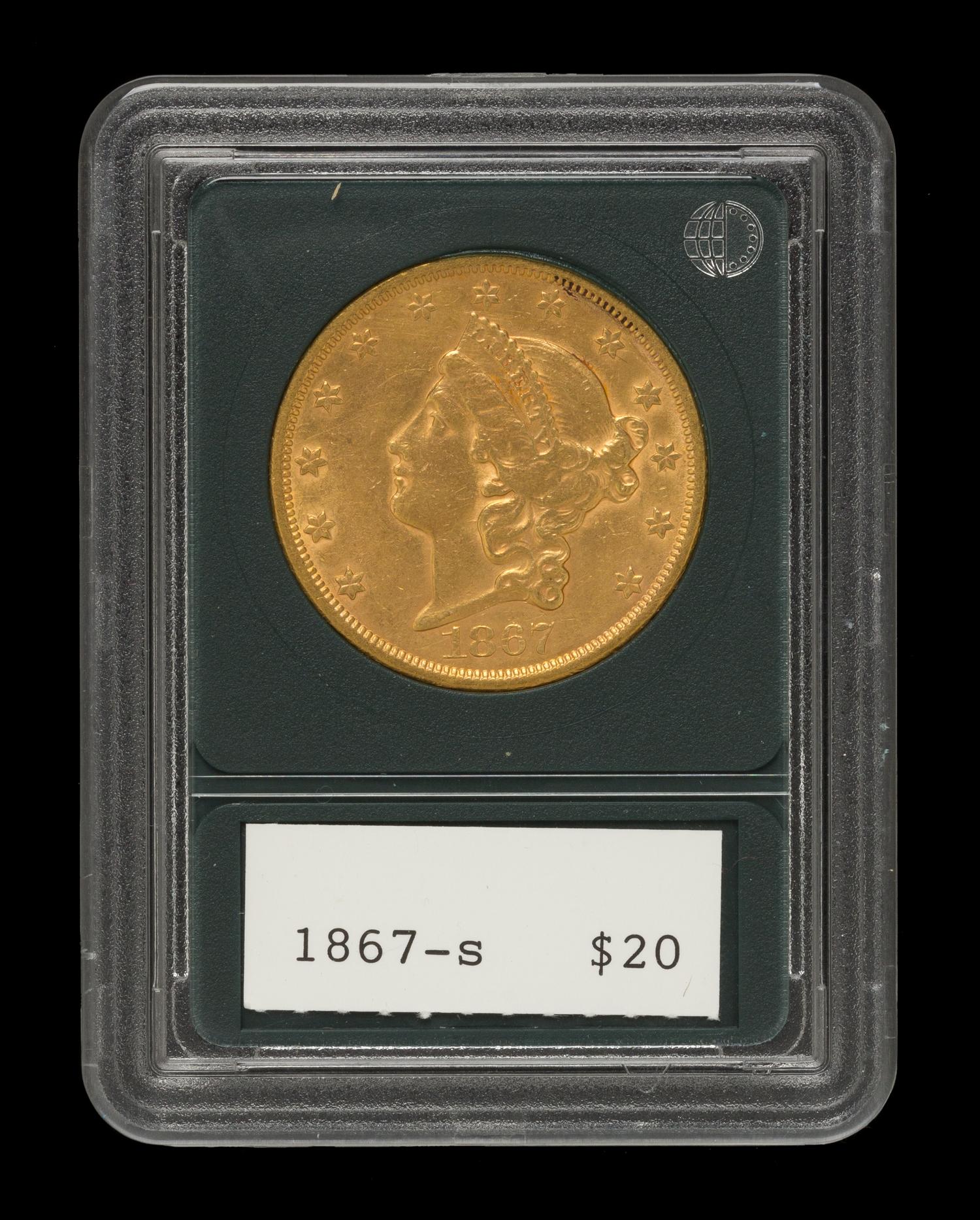 A United States 1867-S Liberty Head $20 Gold Coin