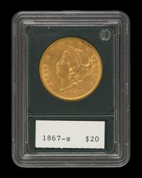 A United States 1867-S Liberty Head $20 Gold Coin