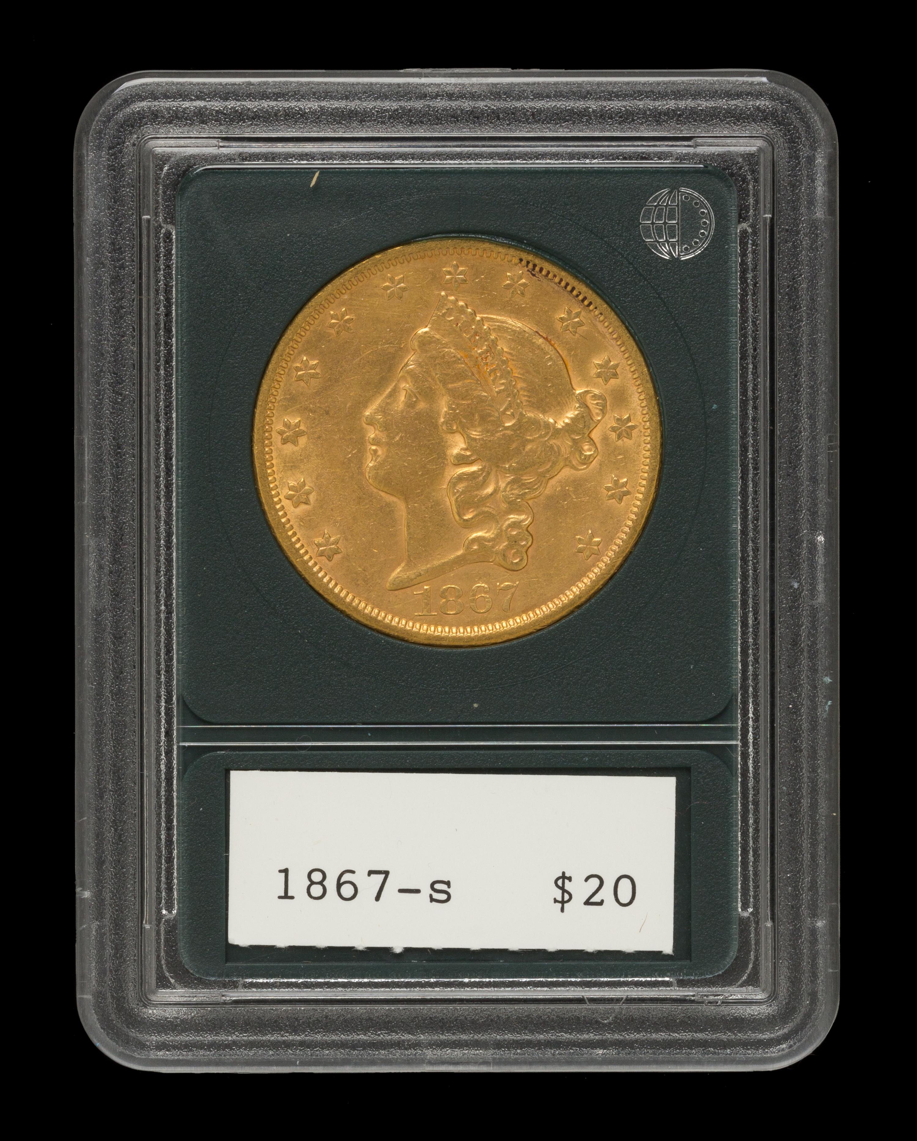 A United States 1867-S Liberty Head $20 Gold Coin