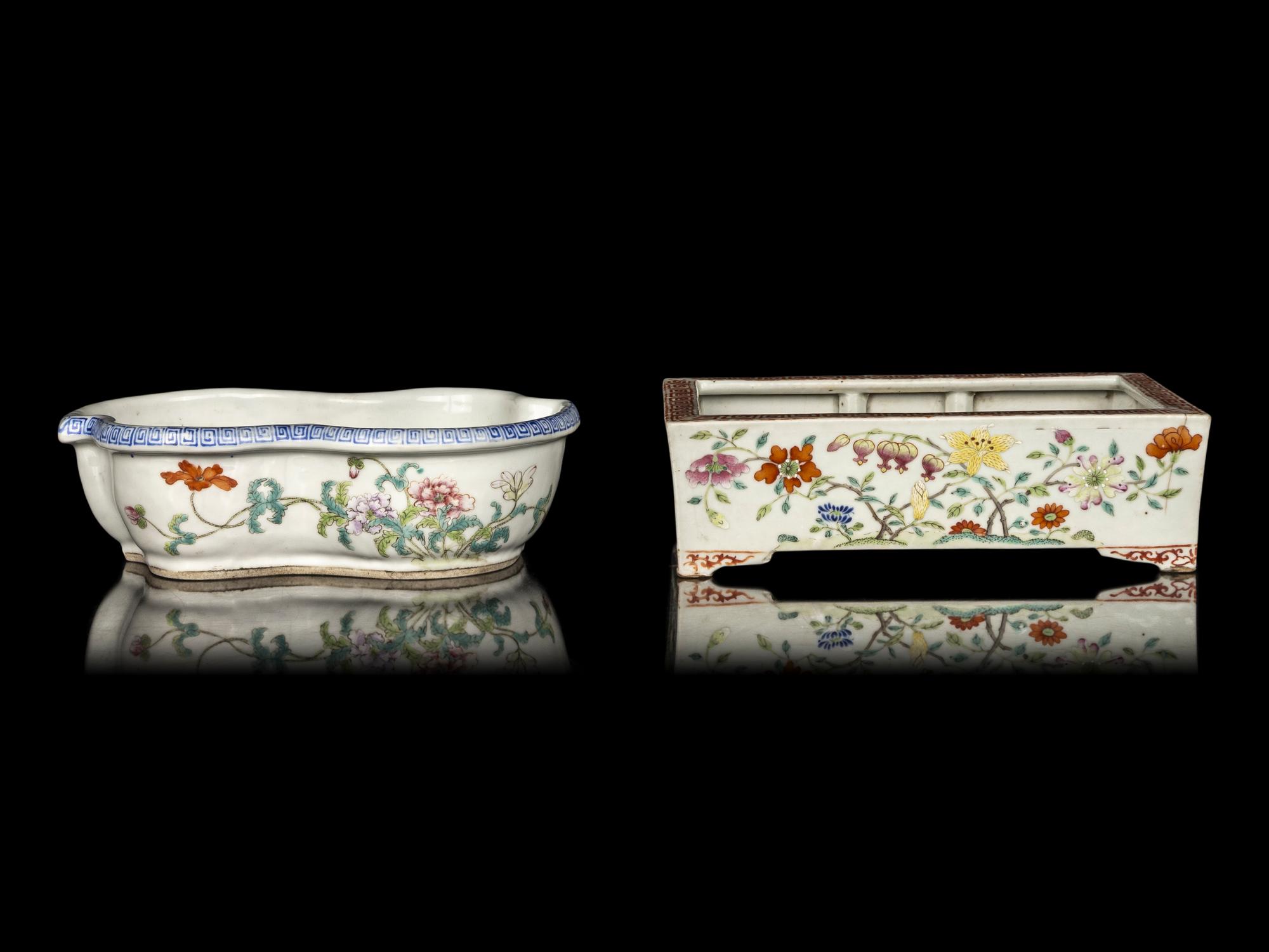 Two Chinese Famille Rose Porcelain Planters