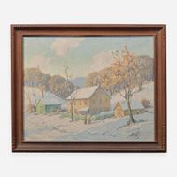 Albert Van Nesse Greene (American, 1887-1971) Snow Scene with Two Figures