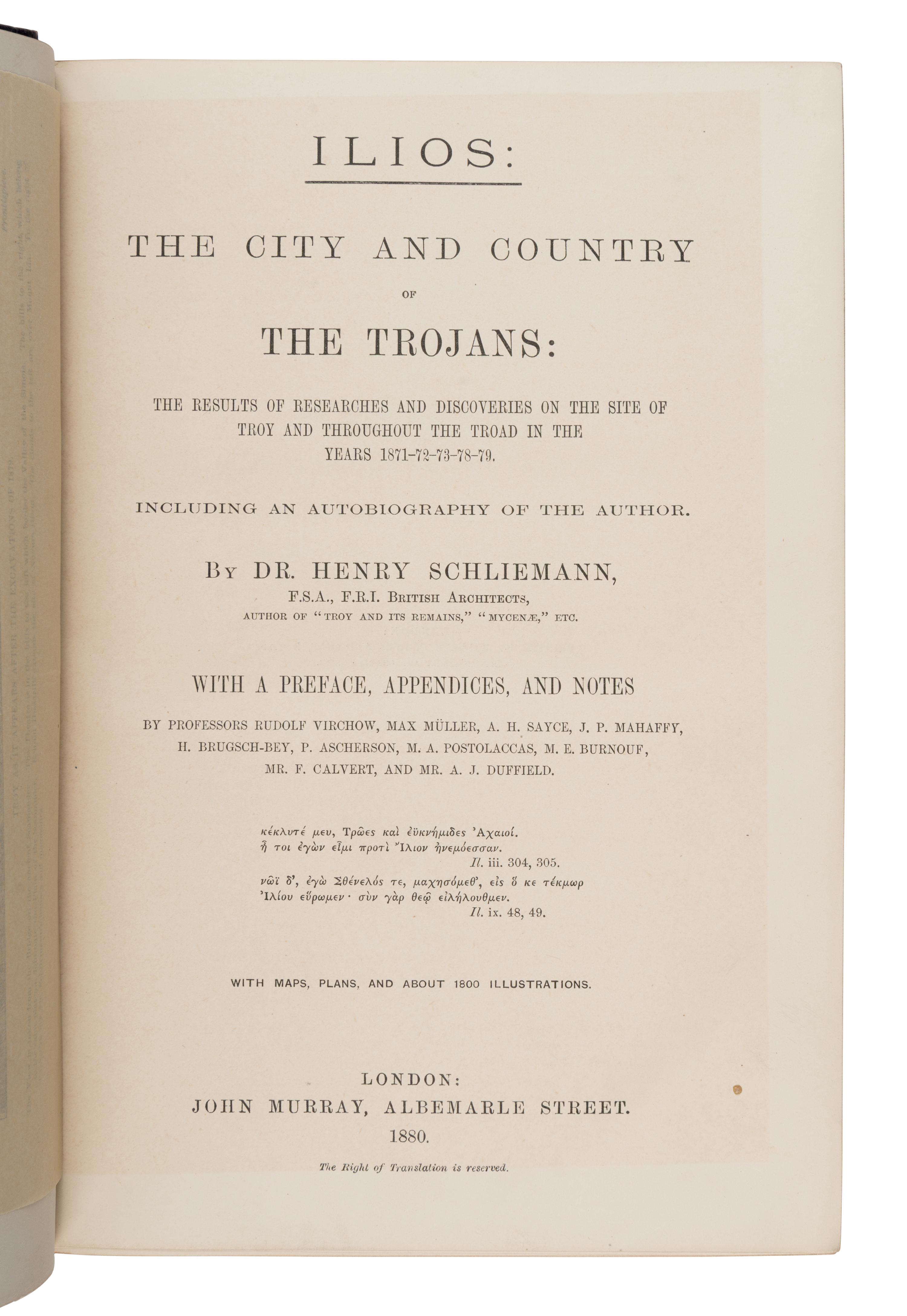 [Travel & Exploration]. Schliemann, Heinrich (1822-1890). A group of 5 first editions, comprising: