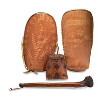 Penobscot Club and Decorated Birchbark Cradles