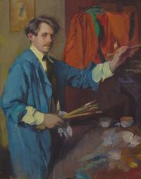 Self-Portrait; with City View with Stone Bridge verso (A Double-Sided Work), c. 1925