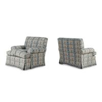 A Pair of Printed Cotton Upholstered Armchairs