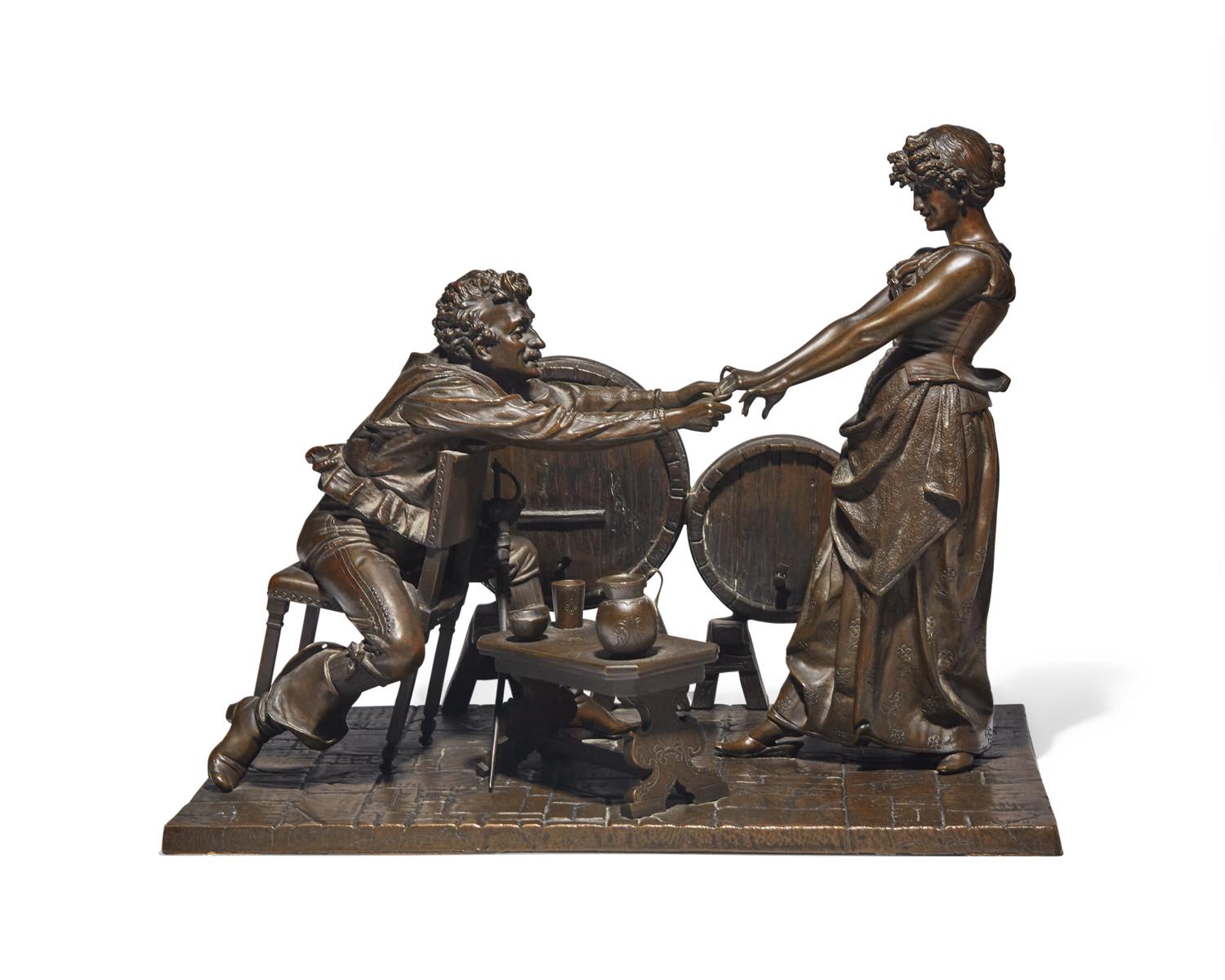 Antonio Pandiani (Italian, 1838-1928), A Bronze Sculpture: The Proposal , Milan, Italy, dated "1889"