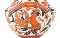 Four-Color Polychrome Pottery Jar, with Parrots