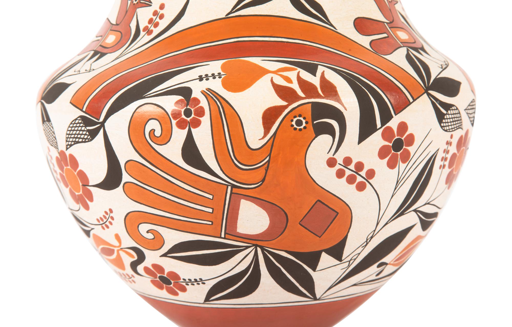 Four-Color Polychrome Pottery Jar, with Parrots