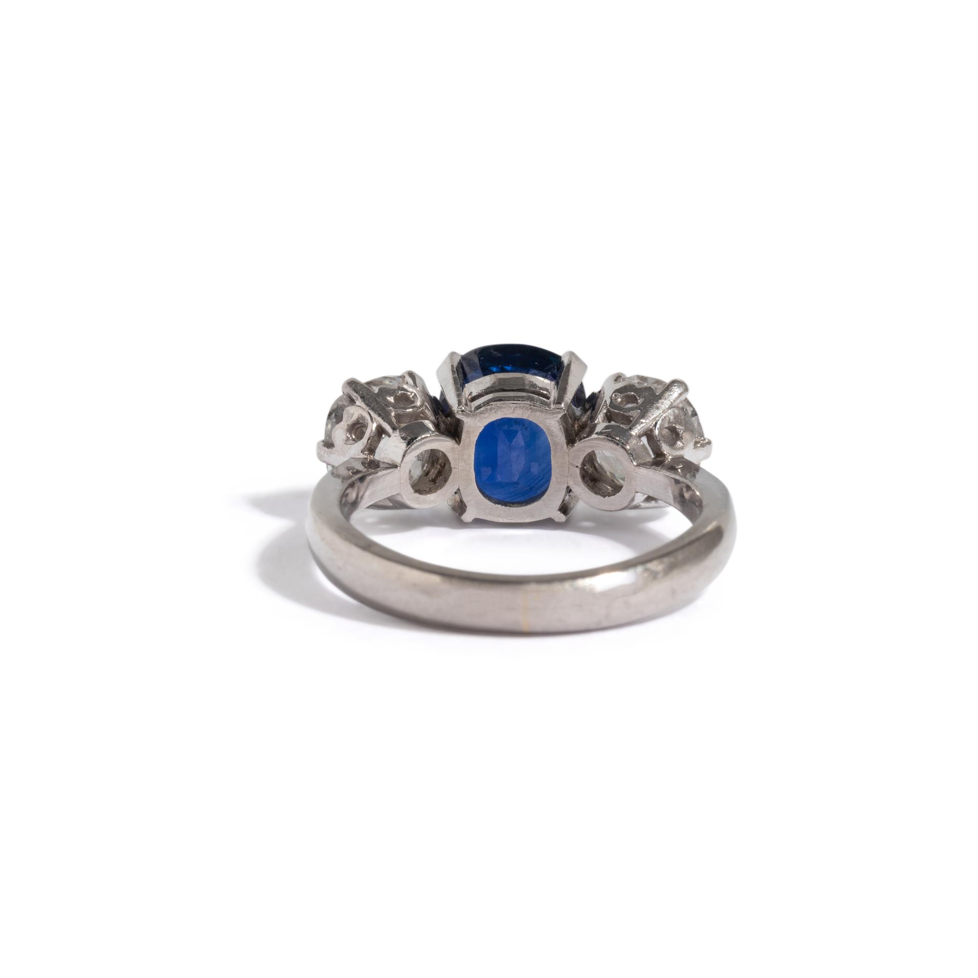 ANTIQUE, BRITISH, SAPPHIRE AND DIAMOND RING