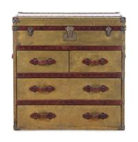 A Brass Clad Leather Mounted Steamer Chest