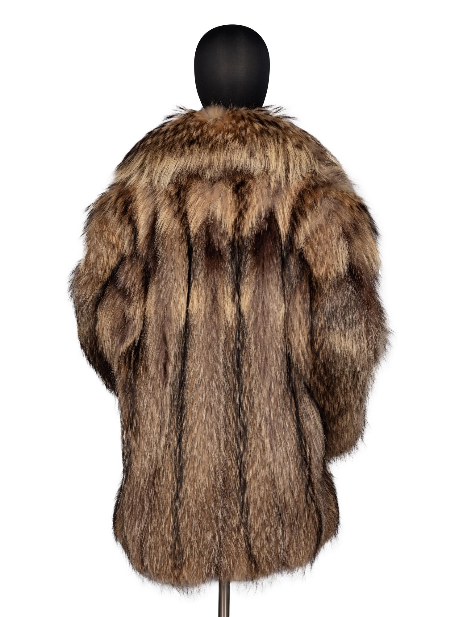 A Galanos Smokey Fox Fur Coat