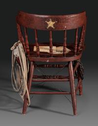 An American Trompe l'Oeil Painted Pony Express and General George Custer Armchair