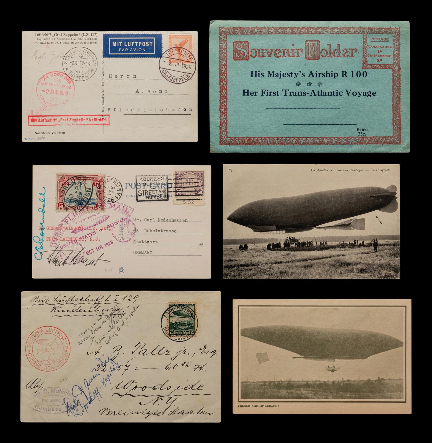 [ZEPPELIN] A Collection of Autographed Flight Covers, Post Cards and Zeppelin Memorabilia