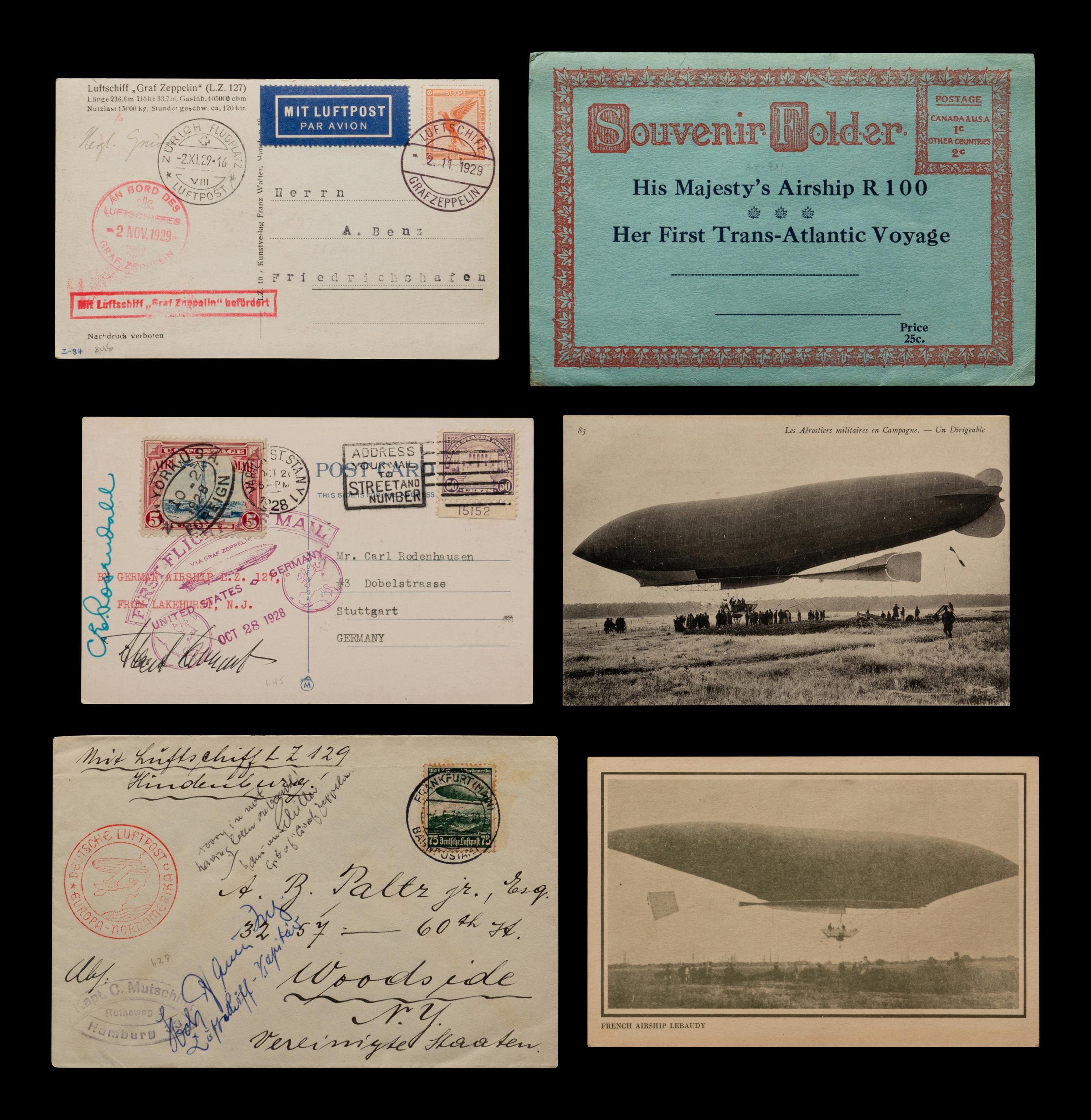 [ZEPPELIN] A Collection of Autographed Flight Covers, Post Cards and Zeppelin Memorabilia