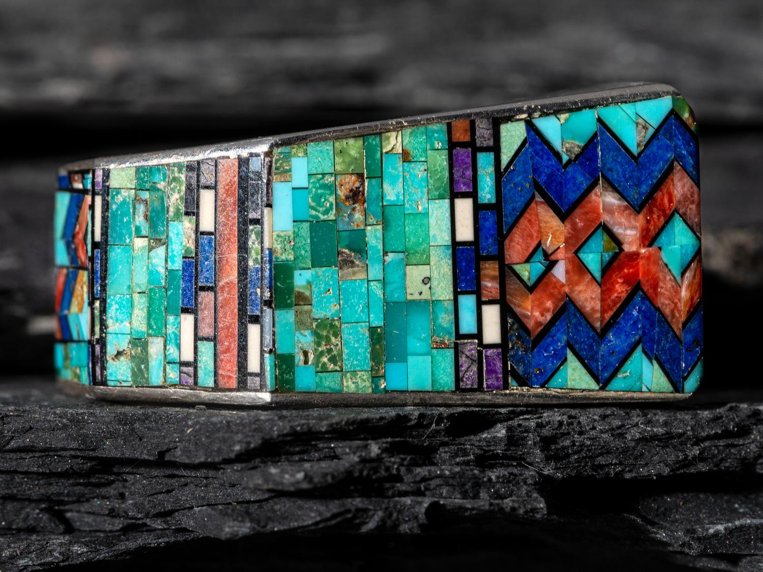Micro Mosaic Sterling Silver Asymmetric Ring
