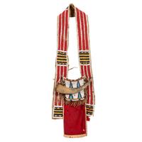 Yankton Sioux Beaded Buffalo Hide Shot Pouch, with Powder Horn