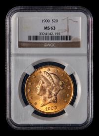 A 1900 Liberty Head $20 Gold Coin (NGC MS63)