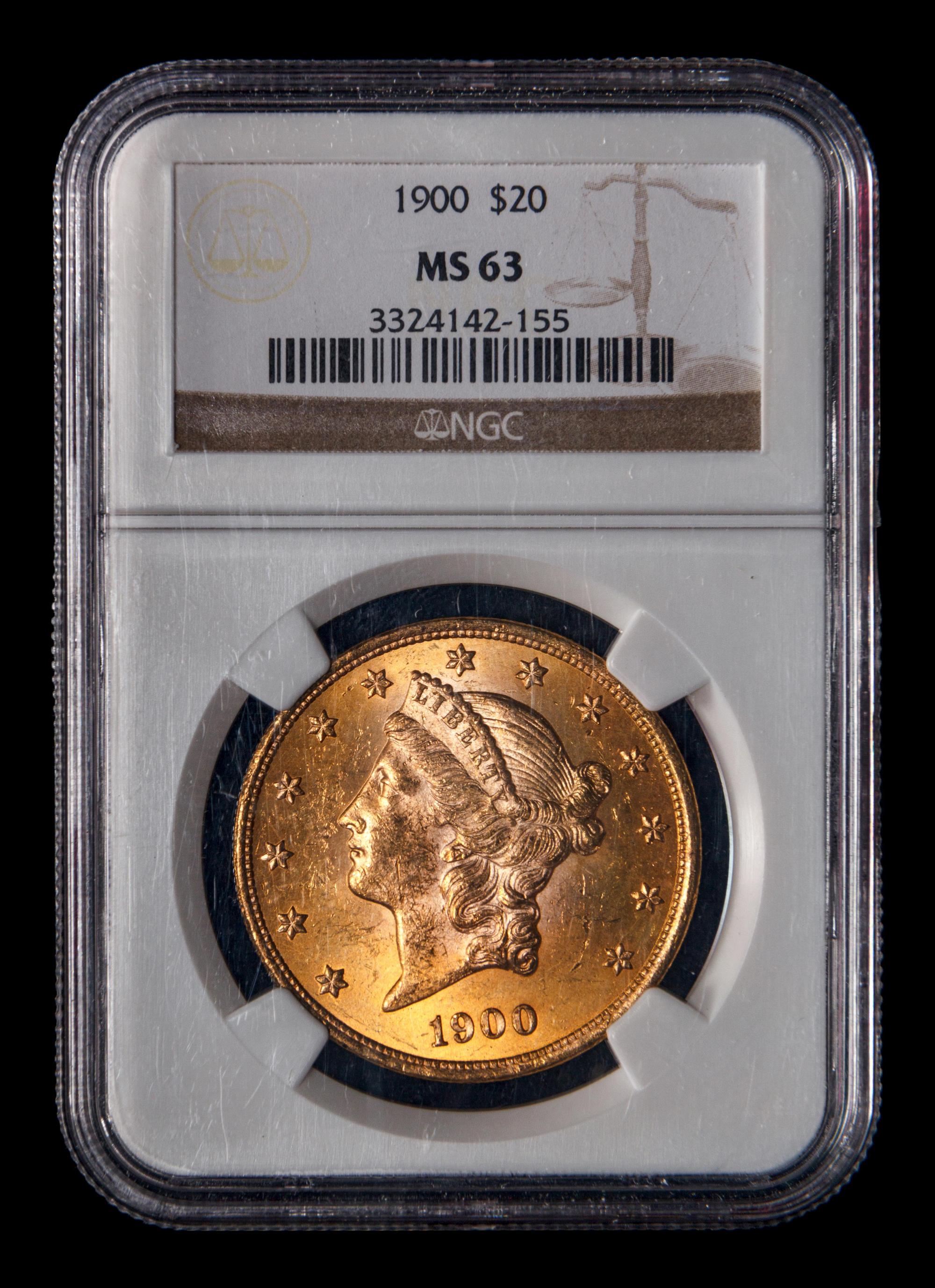 A 1900 Liberty Head $20 Gold Coin (NGC MS63)