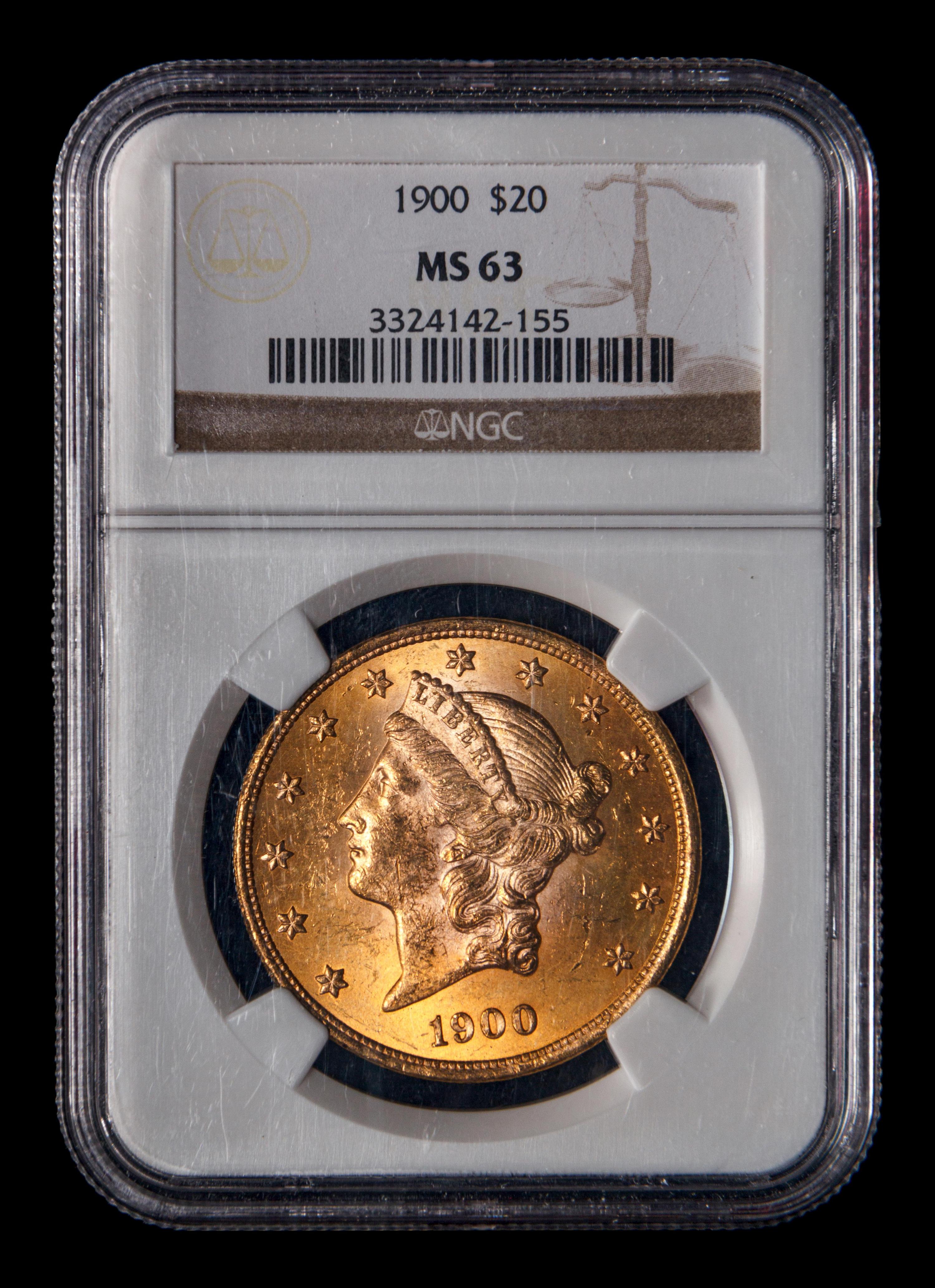 A 1900 Liberty Head $20 Gold Coin (NGC MS63)