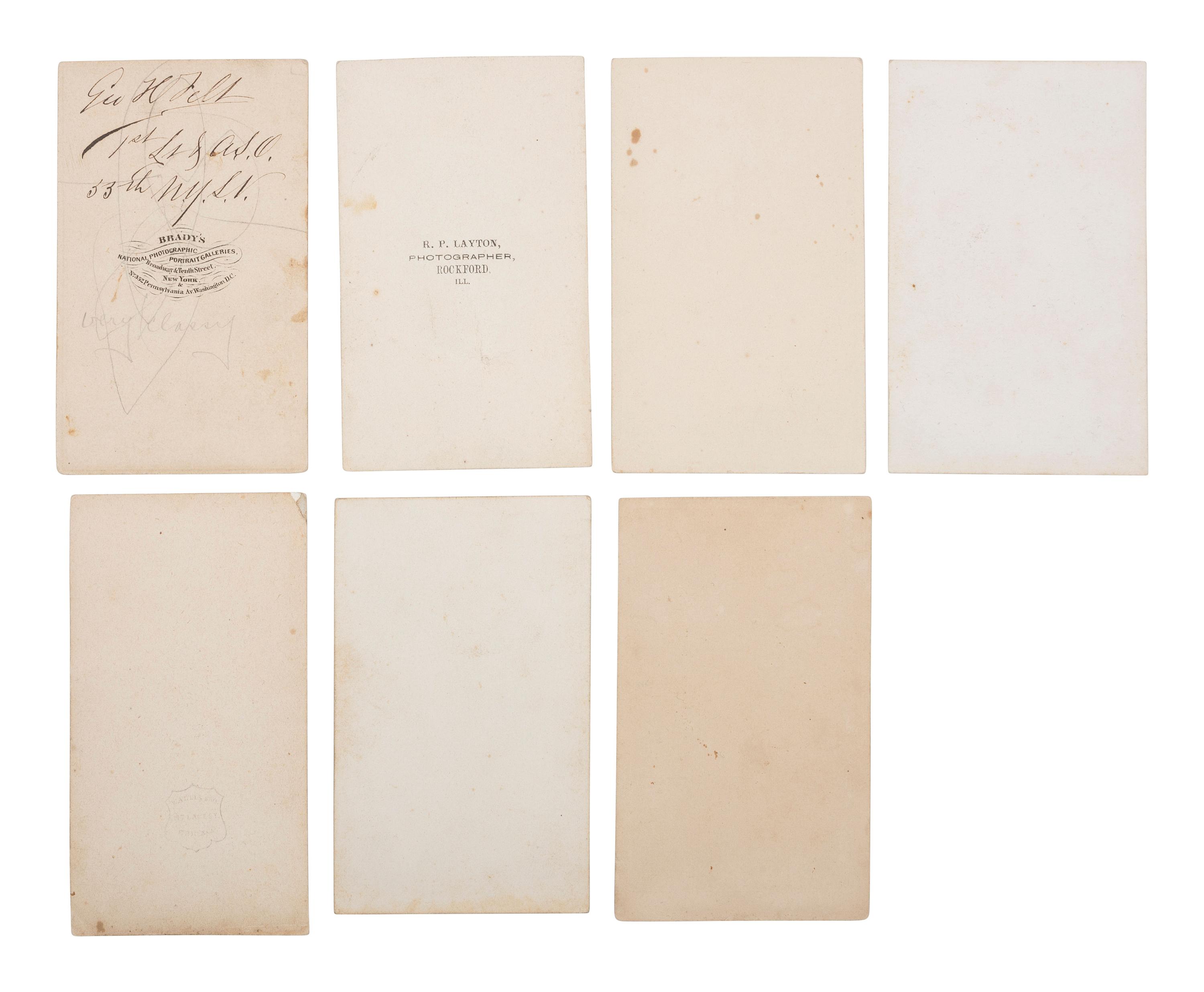 [CIVIL WAR]. A group of 8 photographs, highlighted by CDV of identified officer from the 34th Illinois Volunteers.