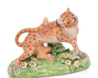 A Pair of Derby Porcelain Leopards